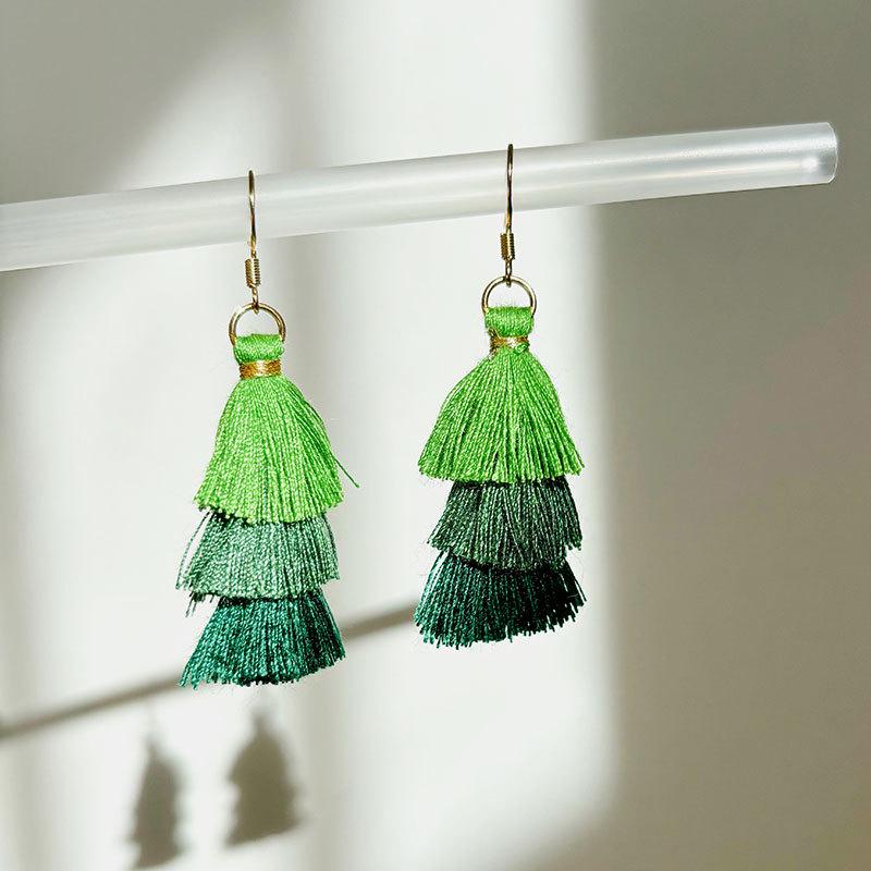 Verlauf Quaste Weihnachtsbaum Ohrringe - Europäisch/Amerikanischer Feiertags Ohrschmuck 2024