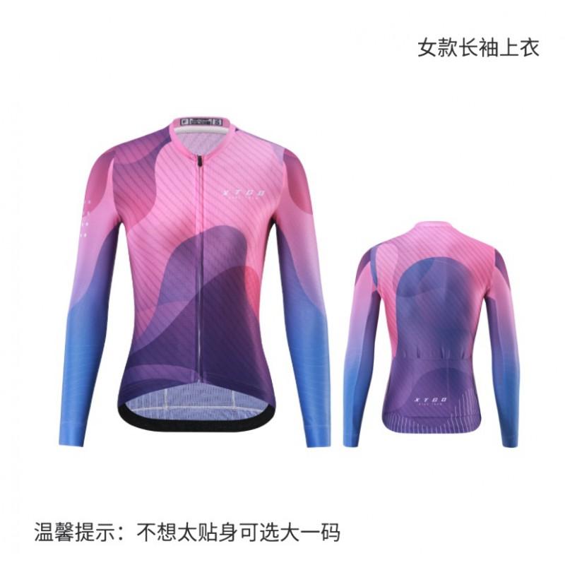 Womens Long Sleeve Cycling Jersey Moisture Wicking Road Bike Top