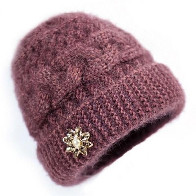 

Зимняя утолщенная и бархатная шапка для пожилых женщин, теплая шапка для мамы, осенняя вязаная шерстяная шапка для пожилой женщины one size