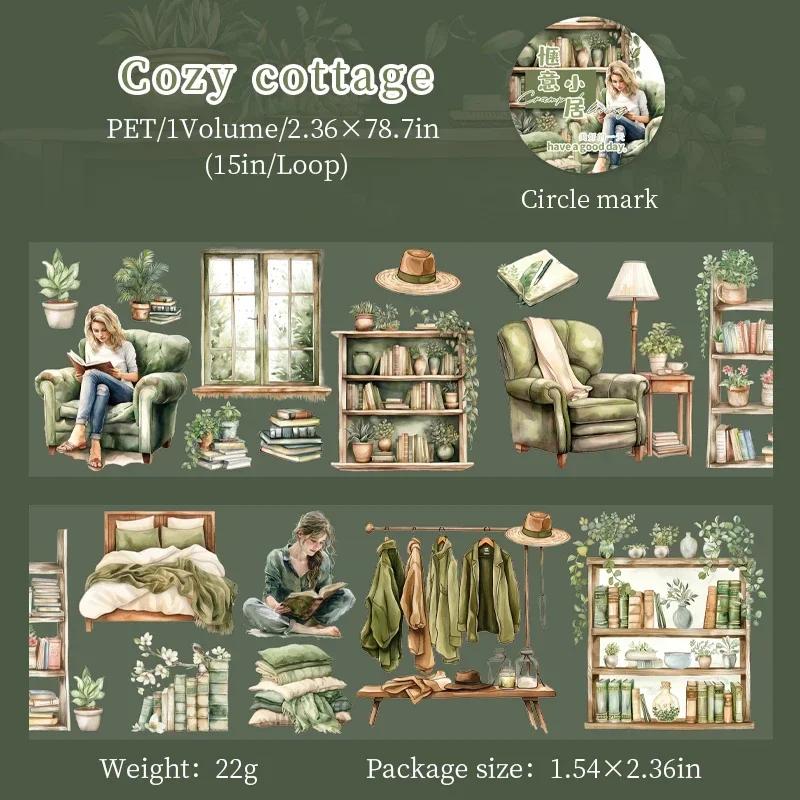 

JIANWU 60mm*200cm Corner Living Series Vintage Scenes Landscaping Material Collage PET Tape Creative DIY Journal Stationery