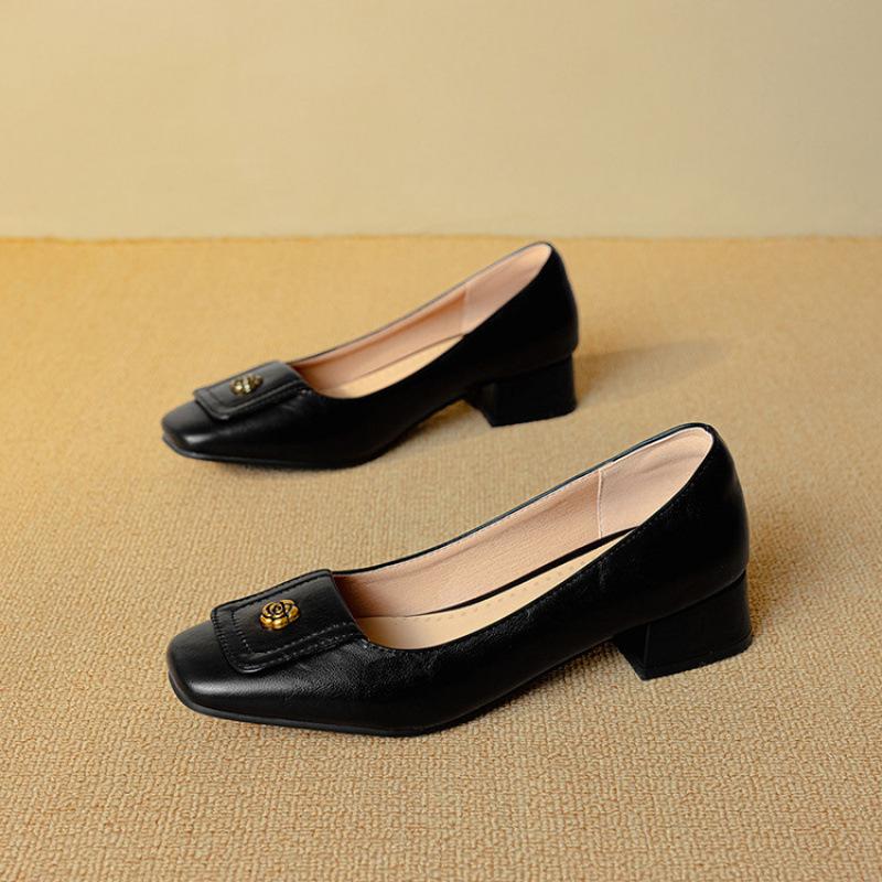 

Four Seasons Women s Single Shoes One Pedal Women s Low-Top Shoes Lazy Shoes Low Heel New Casual Flat Shoes Square Heel Square Head 39 чорний