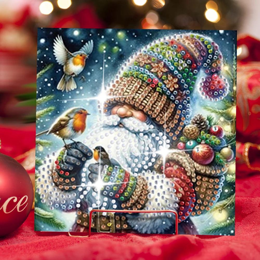 6Pcs Christmas DIY Diamond Painting Card Rhinestone Painting Card Kit Diamond Painting Greeting Card for Holiday Party Favors