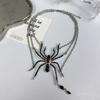 Punk Personality Simulation Rhinestone Black Spider Tassel Multi-layered Necklace for Women Halloween Collar Chain Jewelry Gifts