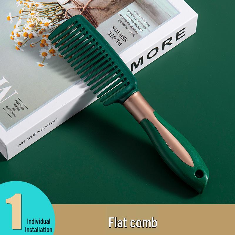 Dark Green Air Cushion Massage Comb for Straight & Curly Hair - Negative Ion Technology
