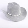 Popular European and American classic western denim straw hat, men's and women's fashion outdoor sunscreen sequined straw hat