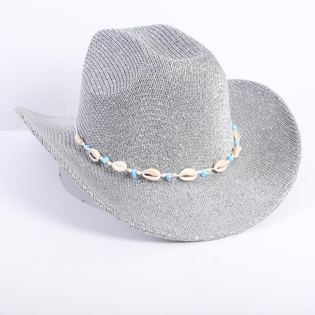Popular European and American classic western denim straw hat, men's and women's fashion outdoor sunscreen sequined straw hat