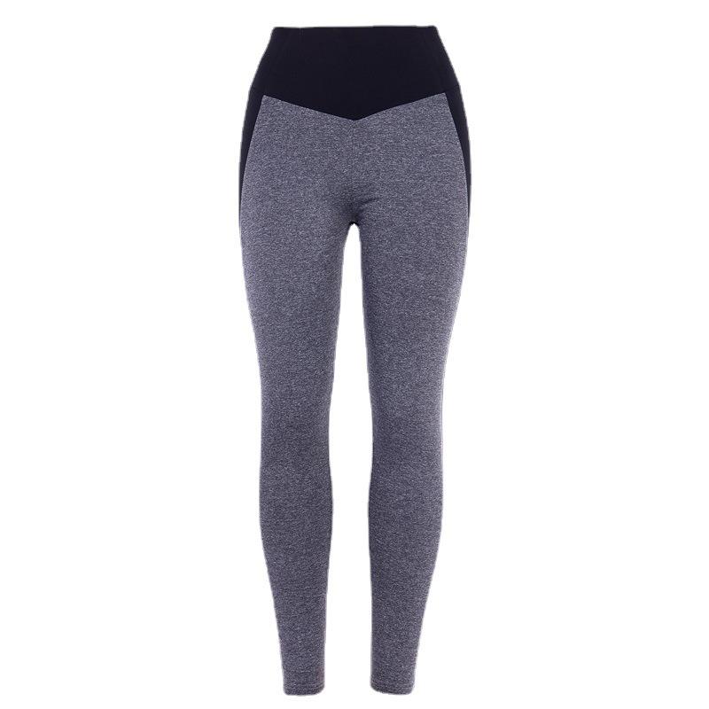 New Color Block High-Waist Yoga Leggings with Hip Lift and Elastic Fit