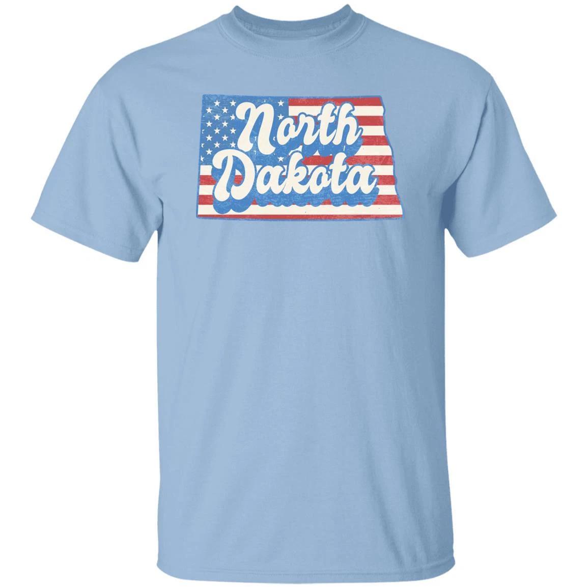North Dakota US flag Unisex T-Shirt American patriotic ND state tee White Ash S