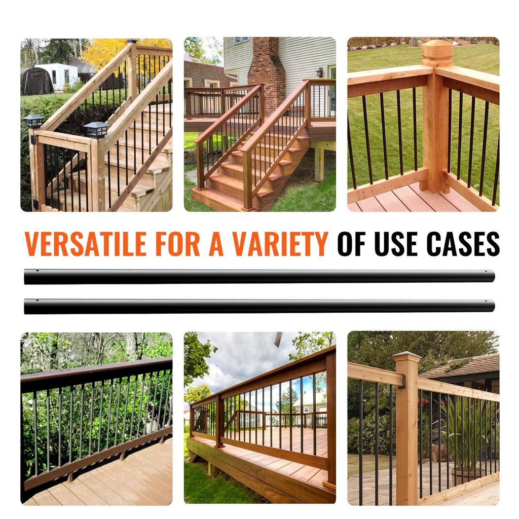 Staircase Metal Balusters, 3/4'' Round x 32'' Long Aluminum Decorative Banister Spindles, 101 Pack Deck Baluster with Screws, Classic Hollow Deck
