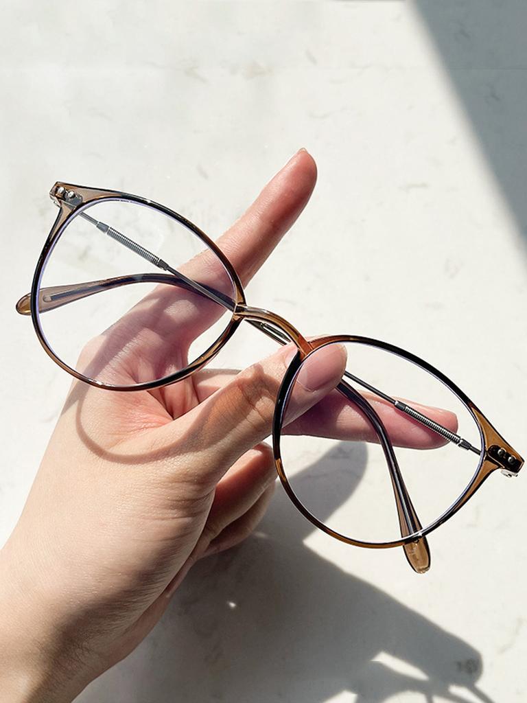 1pc Men And Women Round Anti Blue Glasses Computer Frame Optical Lenses New Arrival Office Gifts