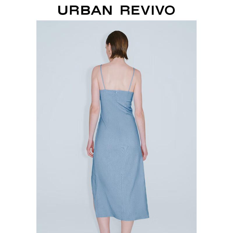 UR 2024 Summer Women's Pleated Slit Strappy Midi Dress