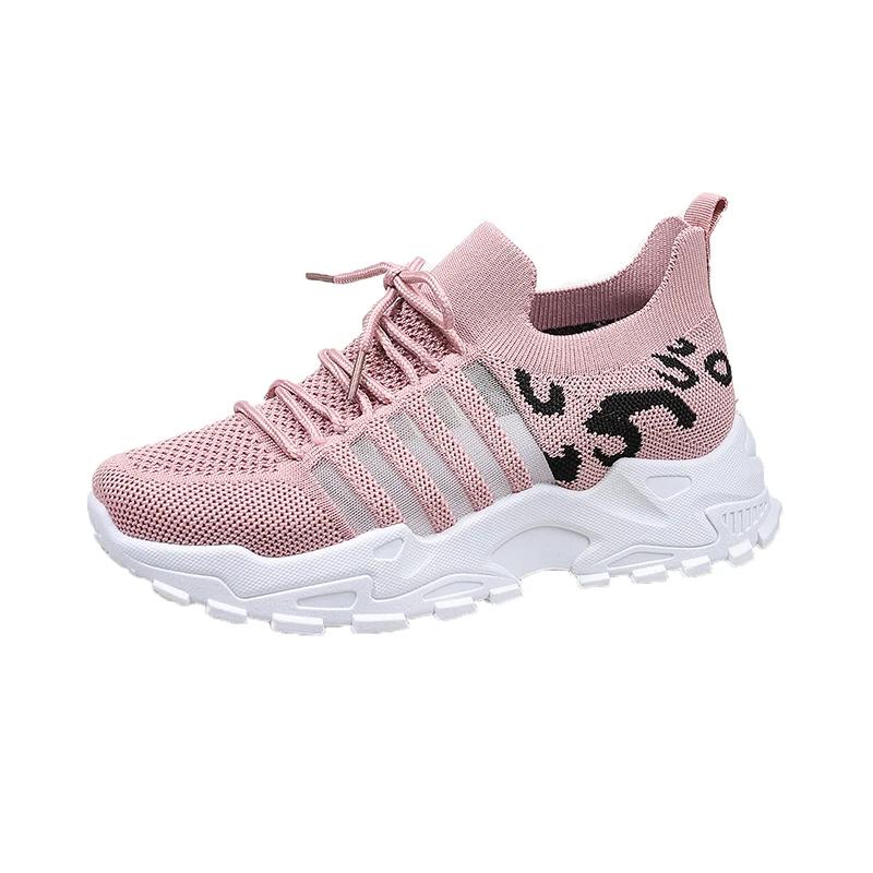 Fashion Women Sneakers All-match Light Flying-Woven Sport Running Shoes Cushion Gym Fashion Shoes Non Slip Casual Walking Tennis Shoes