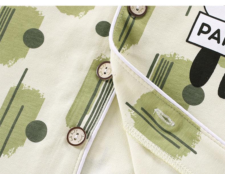 New Pure Cotton Children's Cardigan Pajama Set - Short Sleeve, Loose Fit for Boys & Girls