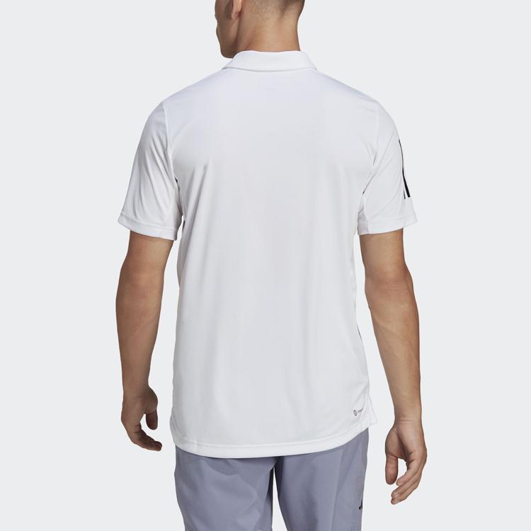 adidas Club Three Stripe Logo Short Sleeve Polo Shirt Men Tops White HS3268