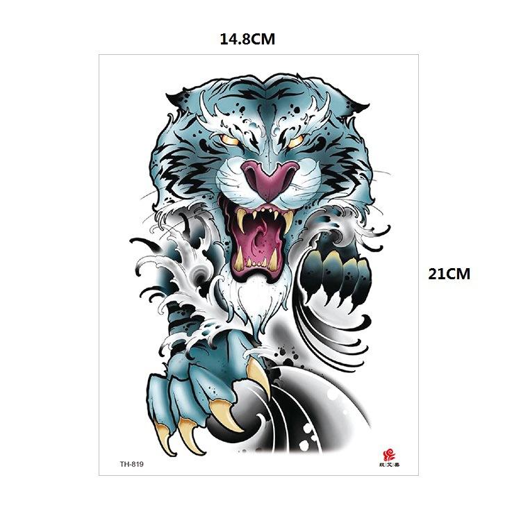 Vzor zvířete tygr vlk květina paže polovina paže vodní transfer vodotětná tetovací samolepka simulační tetování