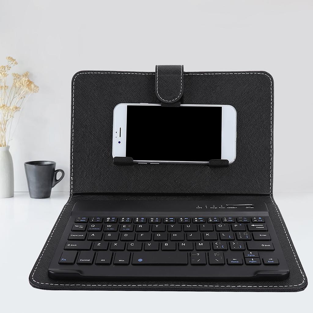 Drahtlose Bluetooth Spanische Tastatur mit Lederhülle für 4,5 6,8 Zoll Mobiltelefon