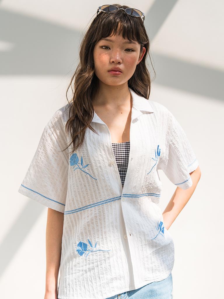 EDENIK Resort Flower Blouse_White