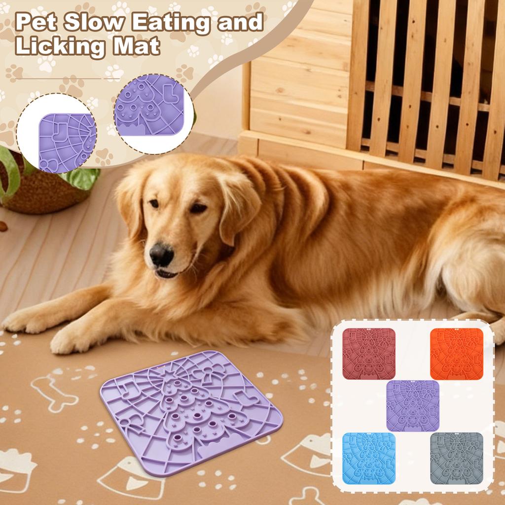 Prato de Lamber para Cães Tapete de Lamber para Animais de Estimação Silicone Ventosa Lamber Tapete de Alimentação Lenta - Tigela de Alimentação Lenta Anti-Engasgo