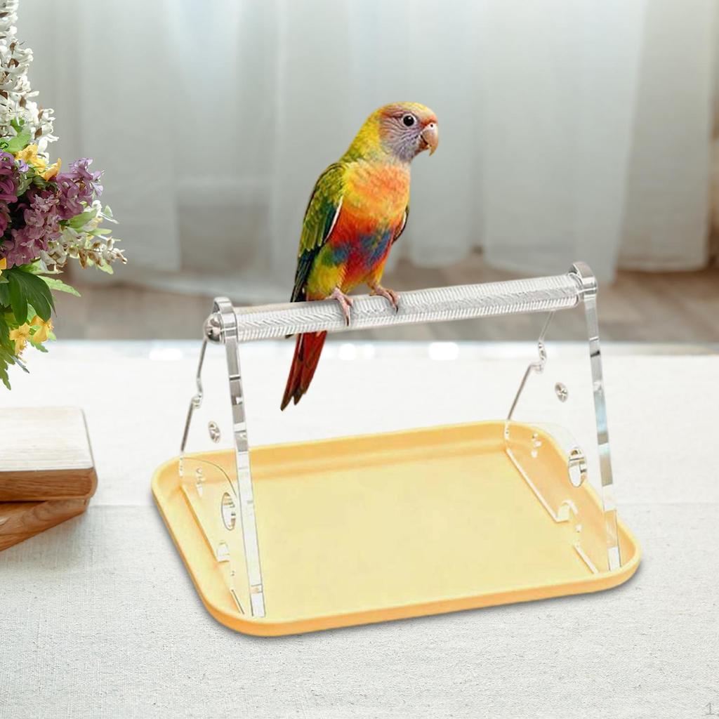 Tabletop Bird Perch Stand Desktop Claw Beak Grinding with Potty Tray for Finch Macaw Conures