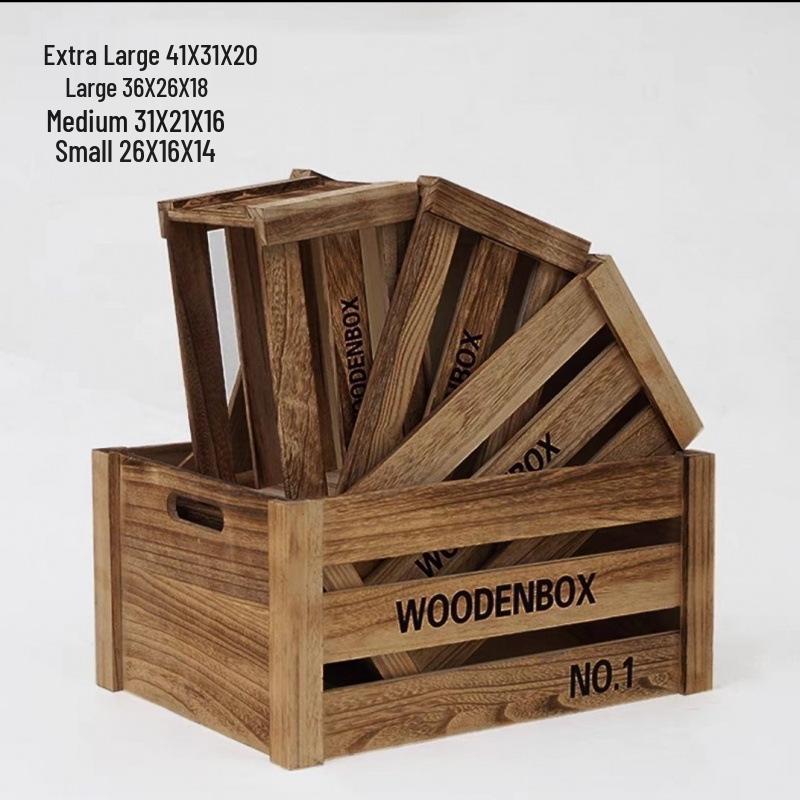 Rectangular Retro Wooden Fruit Storage Box