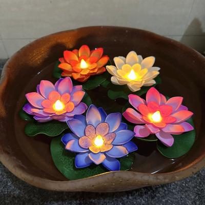 6 Stück 10cm Schwimmende Lotus Nachtlicht Wasserdicht LED Lotusblume Garten Wunschfluss Lampe