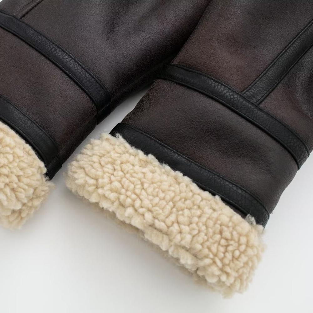 Podzim Zima Dámský Retro Volný Hřejivý Kabát z Umělé Jehněčí Kožešiny Streetwear Dámská Prošívaná Bunda s Páskem na Zip