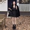 Black polka dot dress dress women's spring French retro gentle seaside vacation style coffee break temperament short skirt