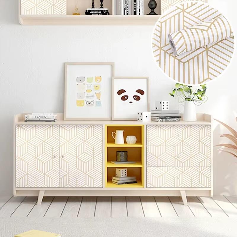 45cm Decorative Walls Paper Wall Sticker Wallpaper Self Adhesive Anti Fouling Peel and Stick Wallpaper Geometry PVC Wallpapers