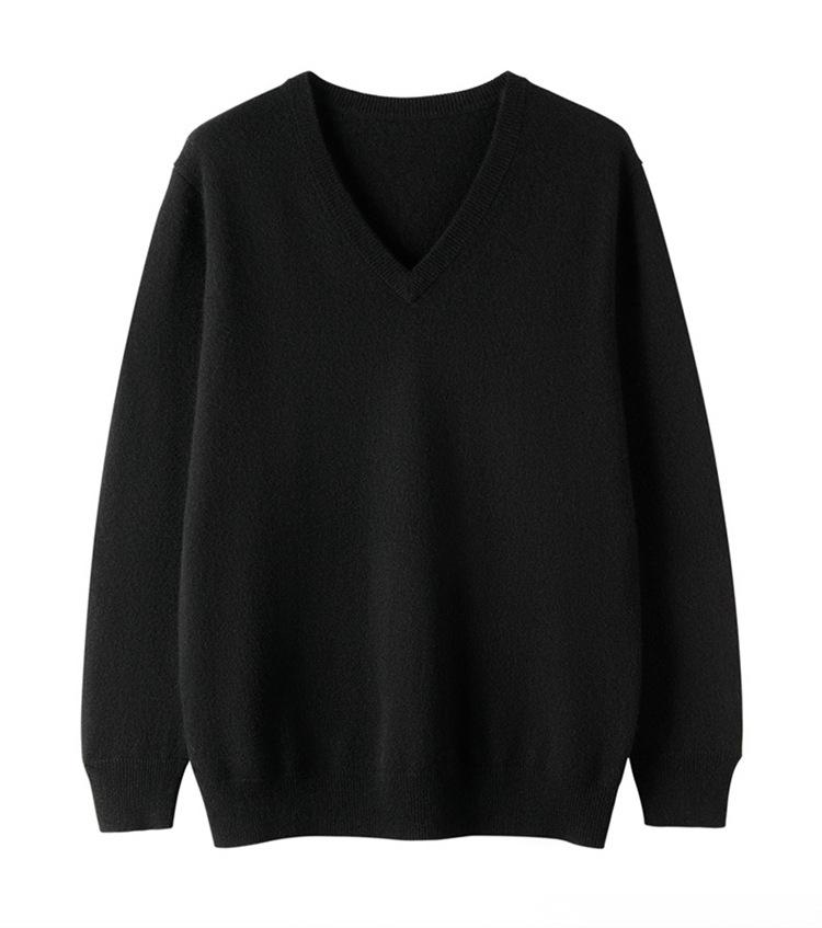 Men'S Cashmere Knitted Sweater Autumn And Winter V-Neck Pullover Cashmere Sweater Large Size Loose Base