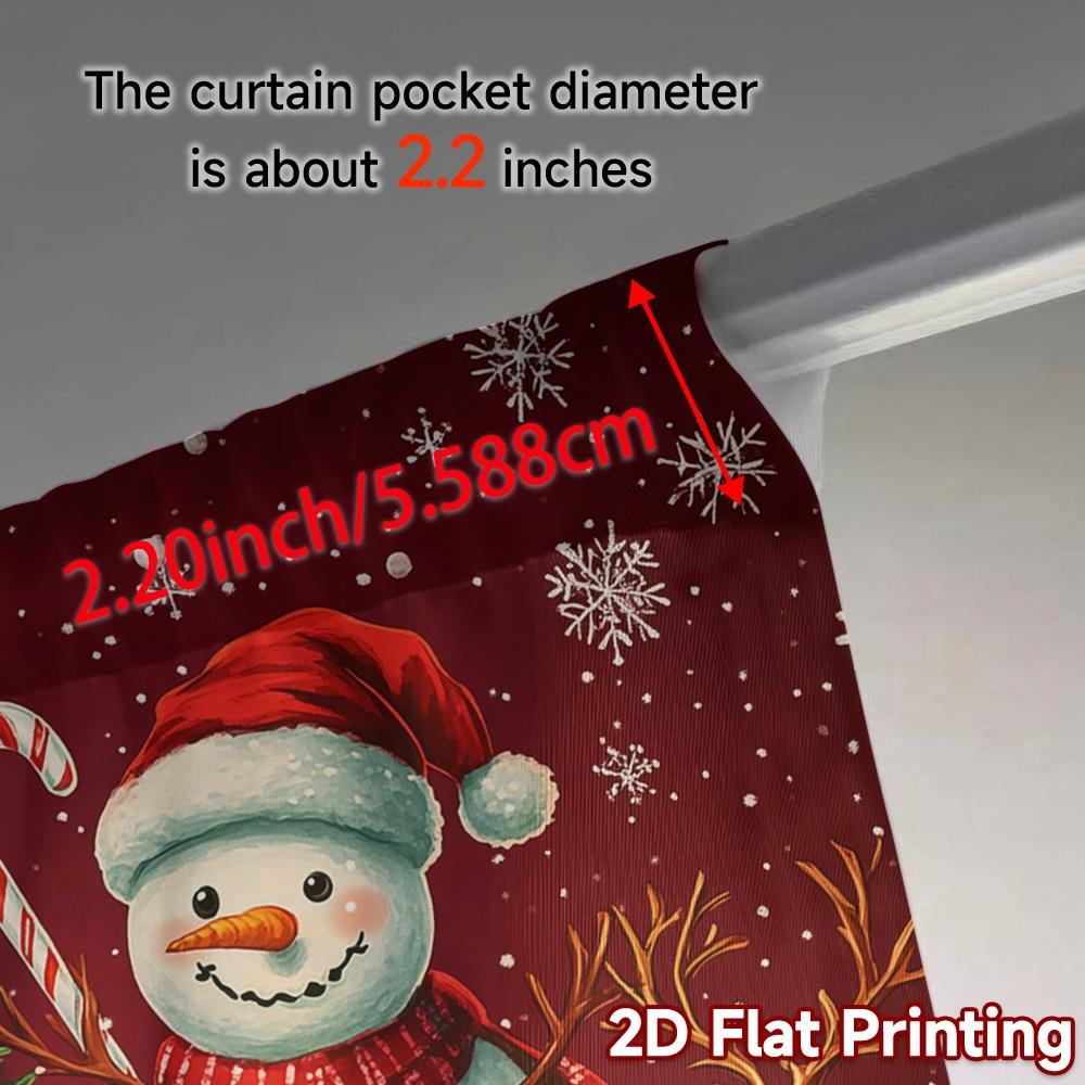 2pcs,Curtains Cute Snowman Deer Christmas Tree (2) Modern Curtains Digital Printed Semi-Sheer Curtains Festive for Kitchen,