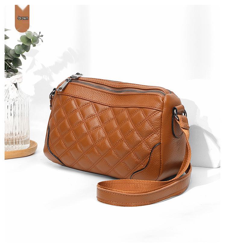 Genuine Leather Large Capacity Women's Shoulder & Crossbody Bag with Diamond Pattern - 2026 Trendy Casual Fashion Backpack