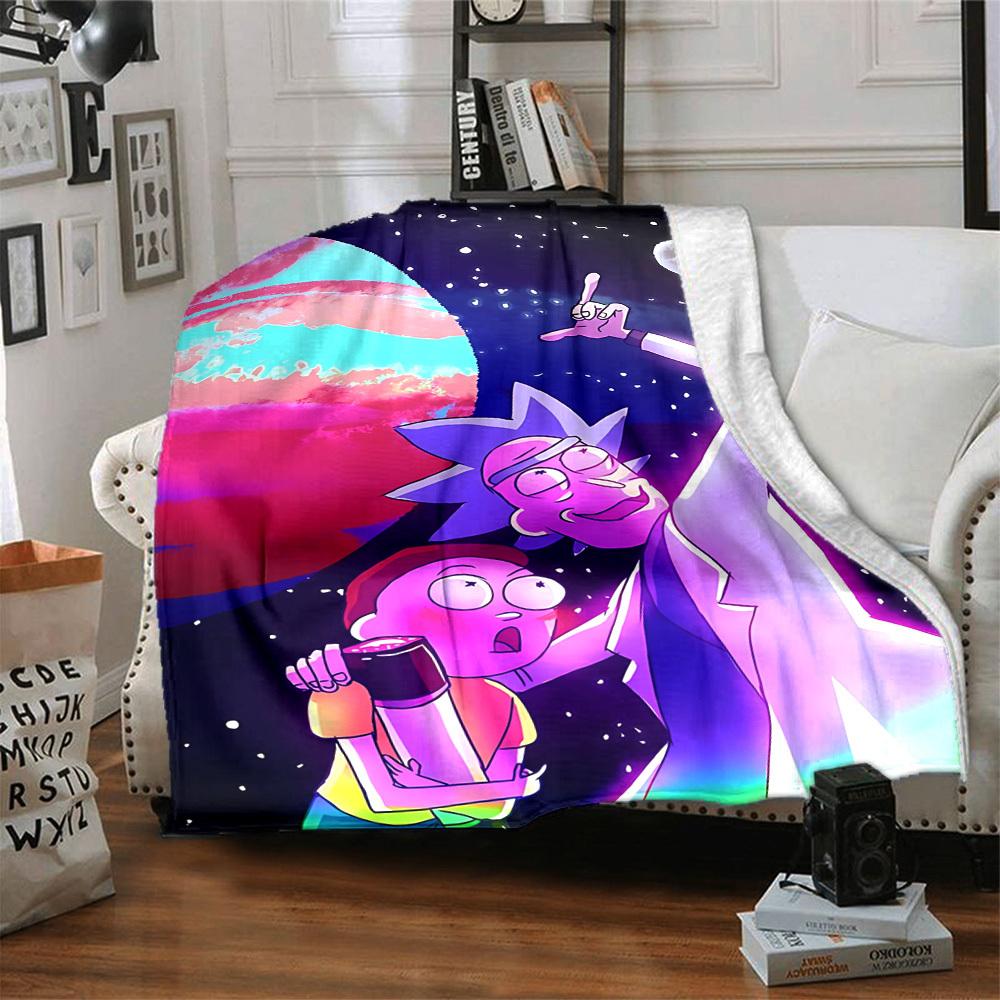 1 szt. Koc Rick i Morty Lekki Flanelowy Kocyk Na Sofę, Łóżko, Podróż, Salon, Biuro, Kanapę, Krzesło I Łóżko