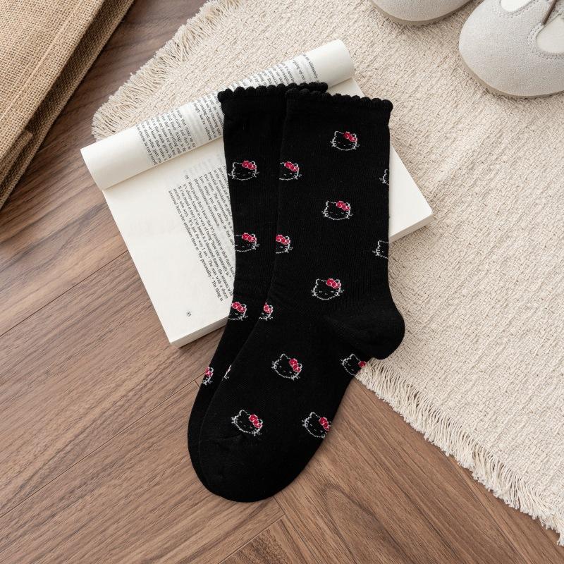 

Bubble Mouth Cartoon Cat Socks Girl Cute Cat Jacquard Boneless Breathable College Style Pile Socks One size fits all