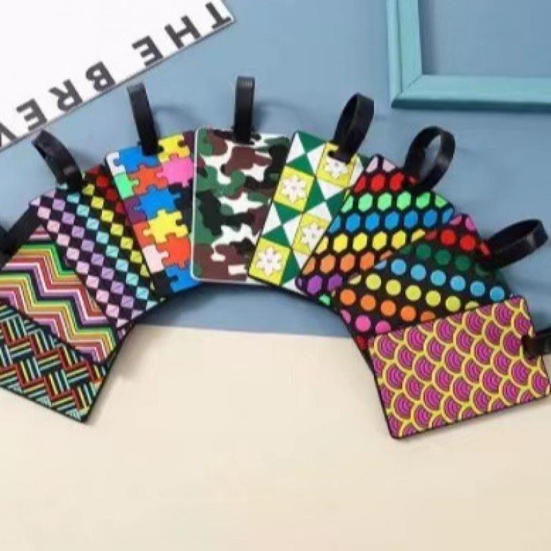 Trendy Soft Rubber Luggage Tag: Colorful Geometric Camouflage Polka Dot Pattern, Wear-Resistant & Waterproof Travel Essential.