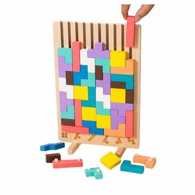 JVILEX Wooden Puzzle Tetris Puzzle Wooden Toy 3D Puzzle 3D Game (Wooden) [Parallel Import]