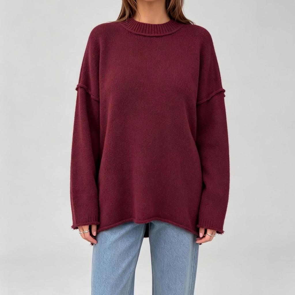 Women's Casual Oversized Pullover Sweater - Loose Fit Knit Top for Everyday Wear