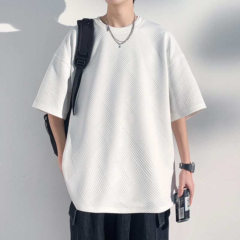 

2026 Summer Hong Kong Style Men s Heavyweight T-shirt, Large Size, Half Sleeve M