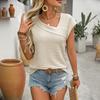 Women's Fashion Casual Summer Spring Solid Color Print Short Sleeve V-Neck Blouses & Shirts