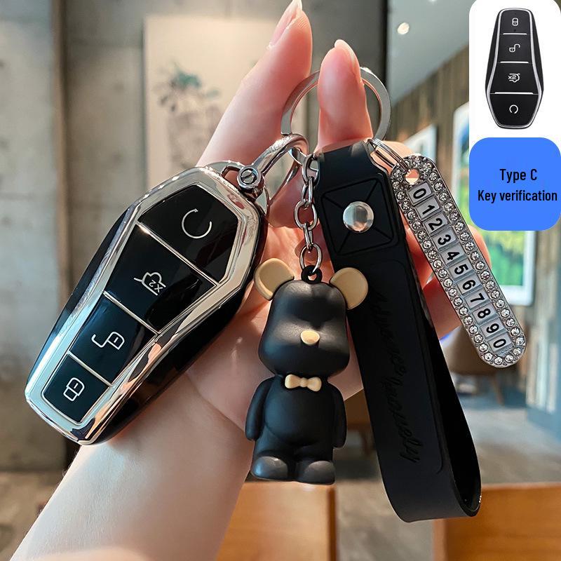BYD Dolphin Key Case for Han Song, Tang DM-i, Qin Pro/Plus, Yuan, and E2 - Car Shell Buckle Bag.