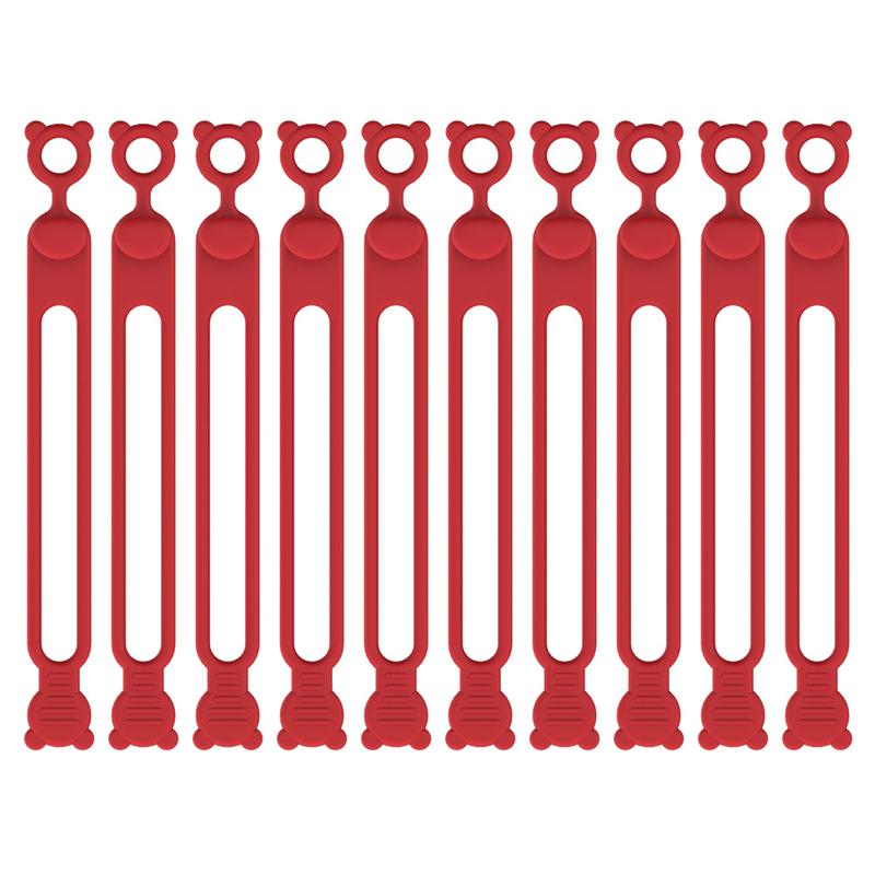 10pcs Silicone Cable Ties Self-Locking Cable Holder Colorful Flexible Cable Winder Wire Organizer For TV Charging Cable Storage