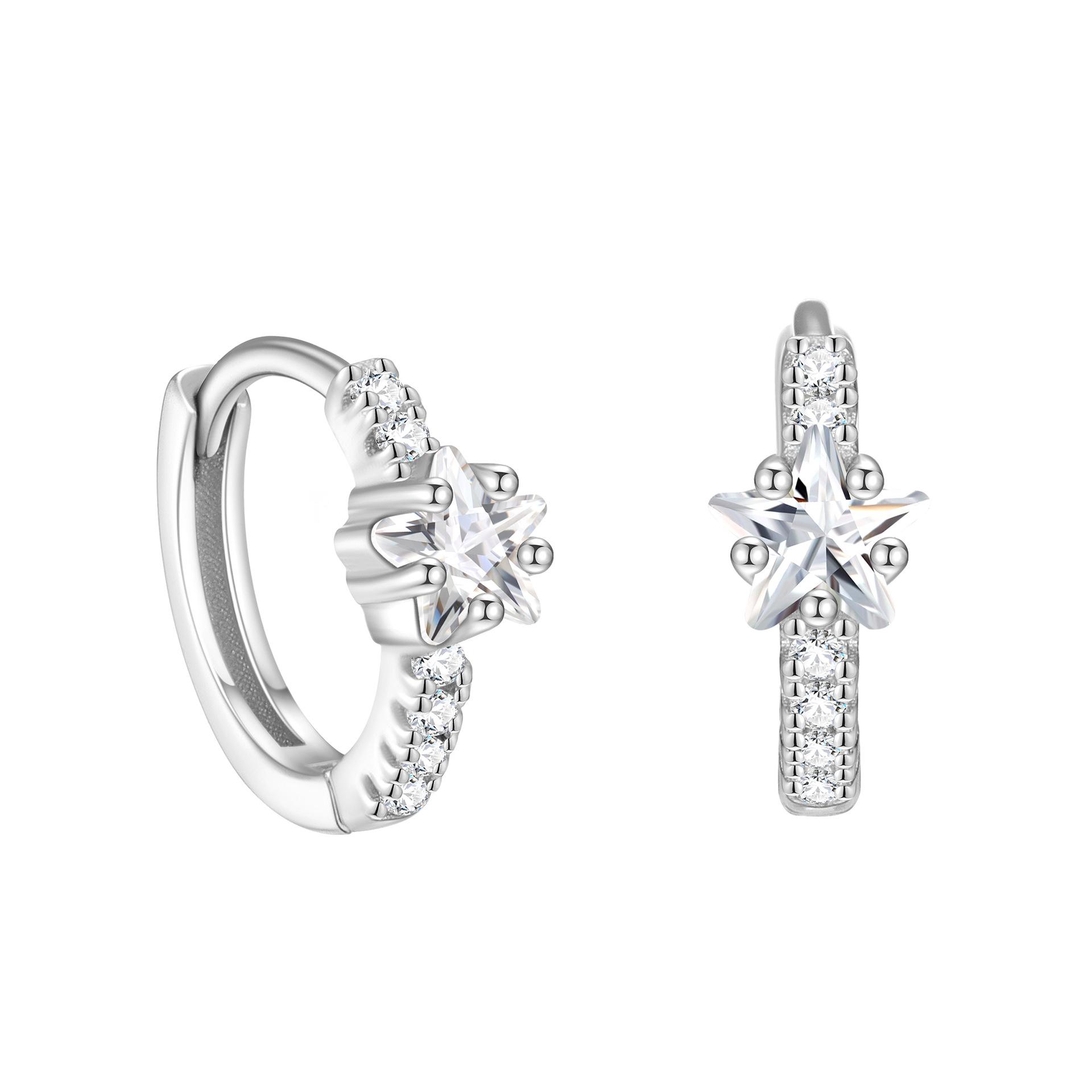 

S925 Sterling Silver Inlaid Zircon Star Earrings Light Luxury Fashionable Electroplated K Gold Wedding Party Earrings серебряный