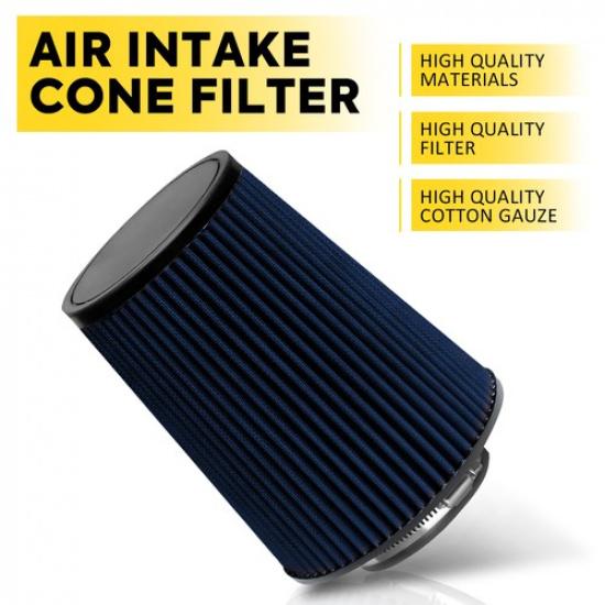 

4 Blue Truck Long Performance High Flow Cold Air Intake Cone Dry Filter