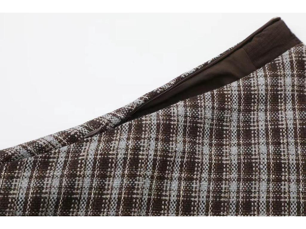 Winter 2025 Women's Casual Long Plaid Skirt - 5GA34167