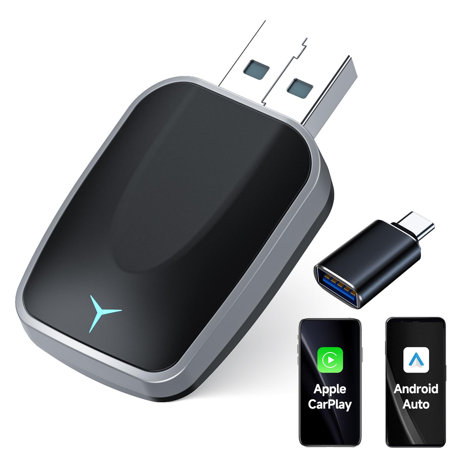 Wireless CarPlay & Android Auto Adapter, Plug & Play Dongle for iOS 10+ / Android 11+ USB-A/C Support cl320N