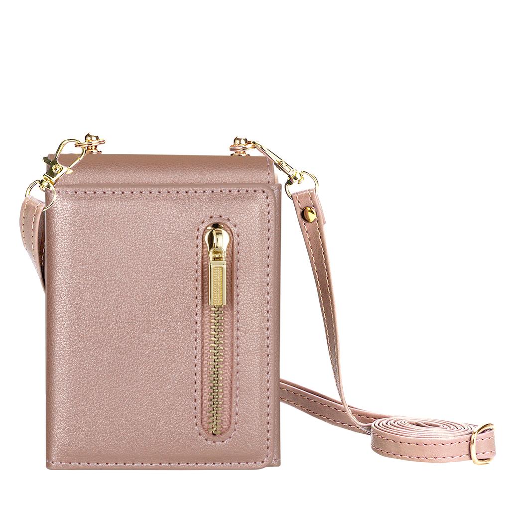 Crossbody Zipper Cards Solt Wallet Leather Case For Samsung Galaxy Z Flip 6 5 4 3 5G Flip6 Flip5 Triple Fold Pocket Purse Cover