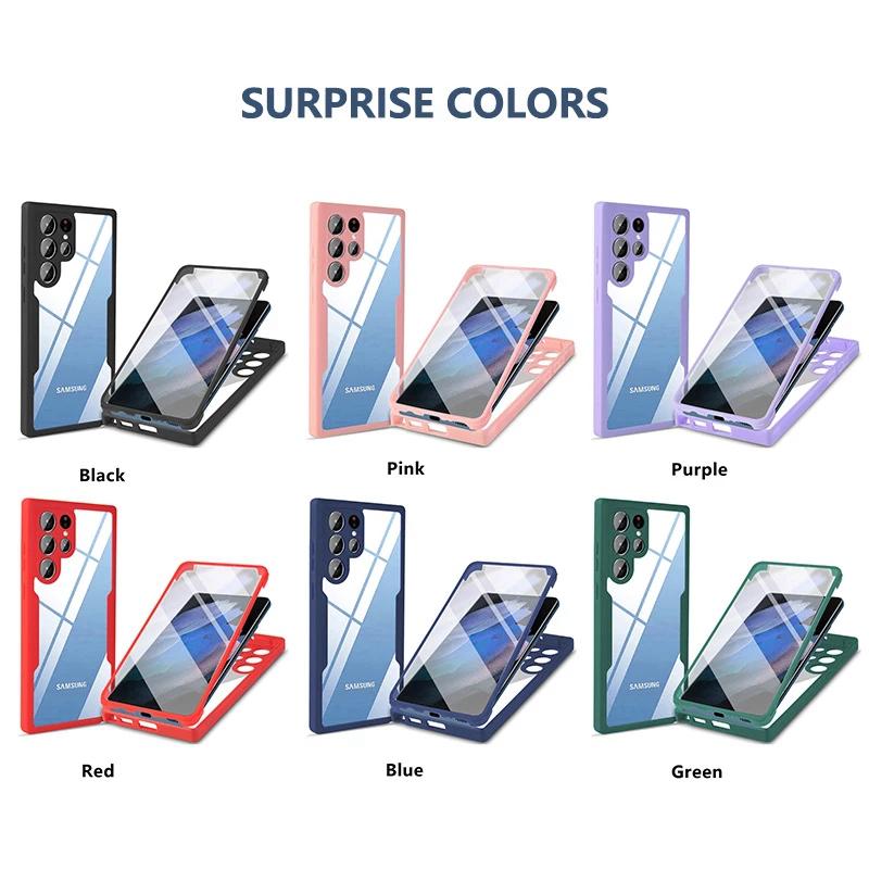 360 Degree Shockproof Phone Case Dual Layer Full Body Cover for Redmi 10C Note 12 10 11 11s Pro+ 5G 4G Samsung Galaxy  A14 A34 A54 A04S A52S A13 A53