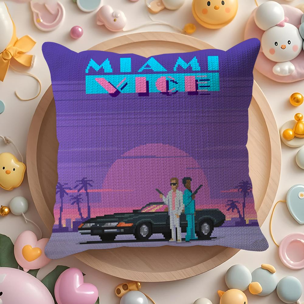 Miami Vice Pillow Case Pattern Printed Pillowcase For Living Room Sofa Cushion Cover Bedroom Decor