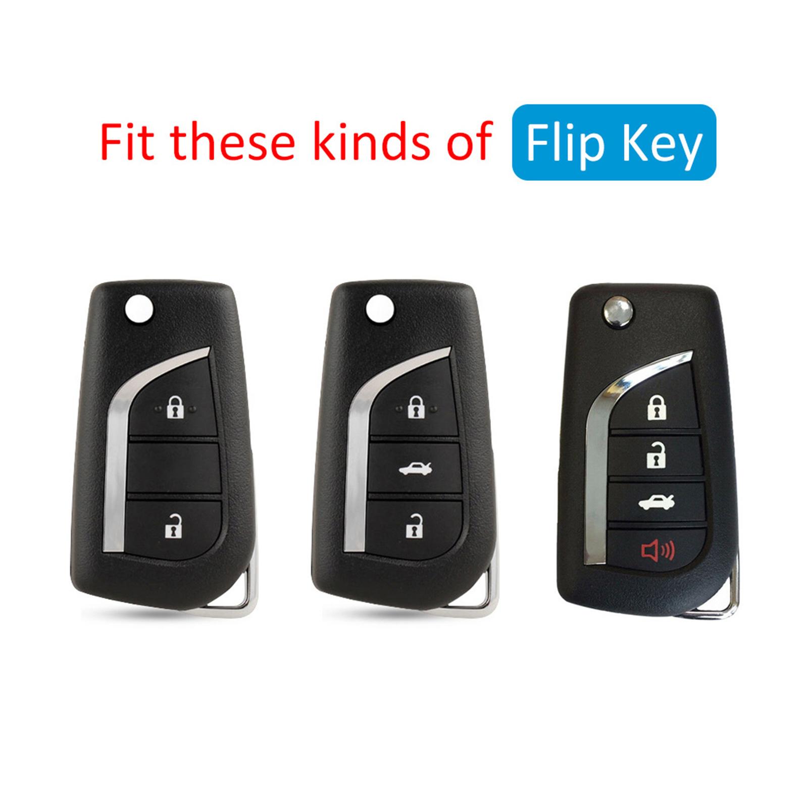 Leather Silicone Car Key Case Cover With Buckle For Toyota