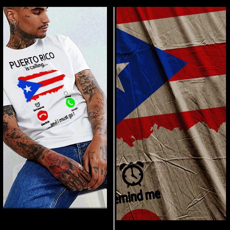 

Puerto Rico t-shirt Puerto Rican Flag Boricua, Taino Phone calling White tee L