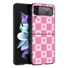 Phone Case for Samsung Galaxy Z Flip 3 4 5 6 7 Folding Black Shell For Samsung Z Flip4 Flip5 PC Hard Cover Pink Grid